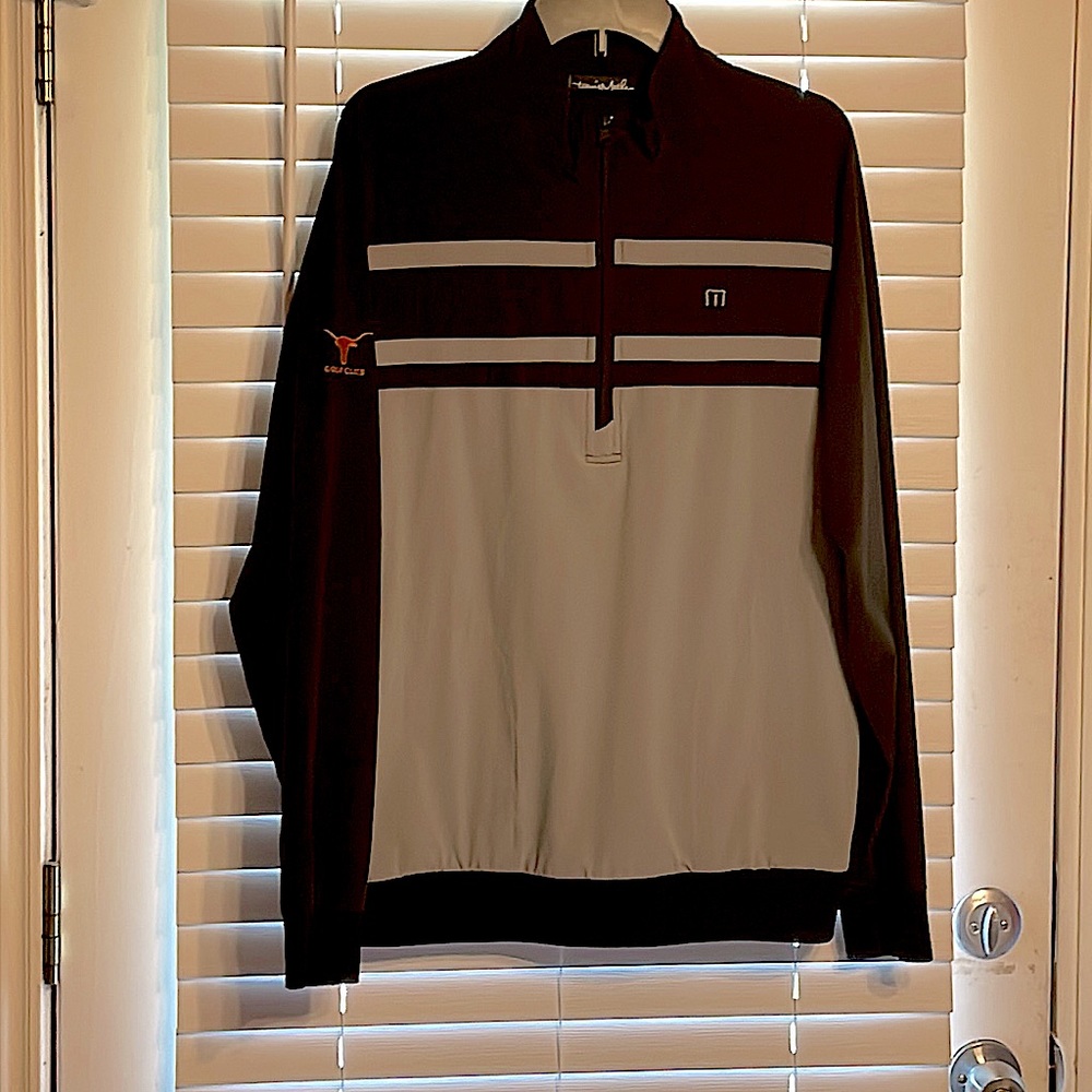 WORN ONCE University Texas Longhorns TRAVIS MATHEW Black Grey Windbreaker L!